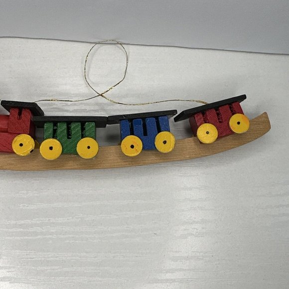 Vintage Miniature Wood‎ Train Christmas Tree Ornament - Picture 5 of 7